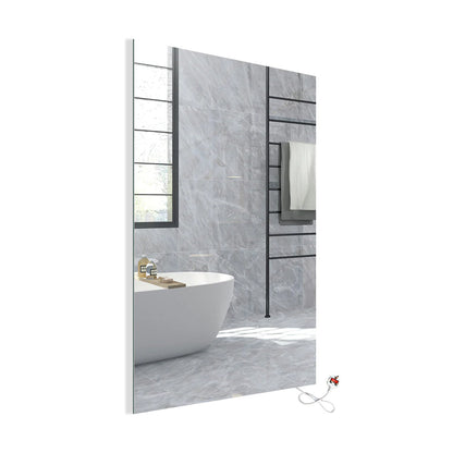 600 x 800mm LED Bathroom Mirror with 450W Infrared Heater – Dimmable CCT Colour Changing Lights, Plug and Play