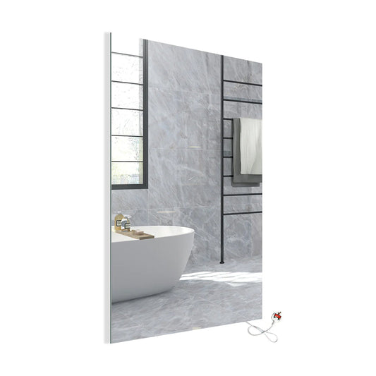 600 x 800mm LED Bathroom Mirror with 450W Infrared Heater – Dimmable CCT Colour Changing Lights, Plug and Play
