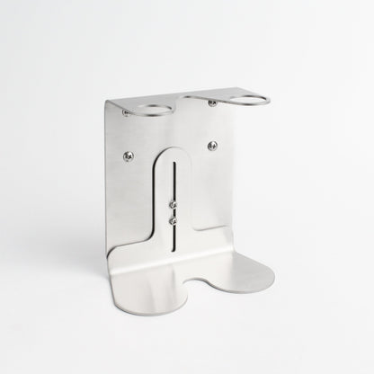 Namie Silver Wall Mounted Dispenser Bracket Set with Frosted Amber Glass Bottles