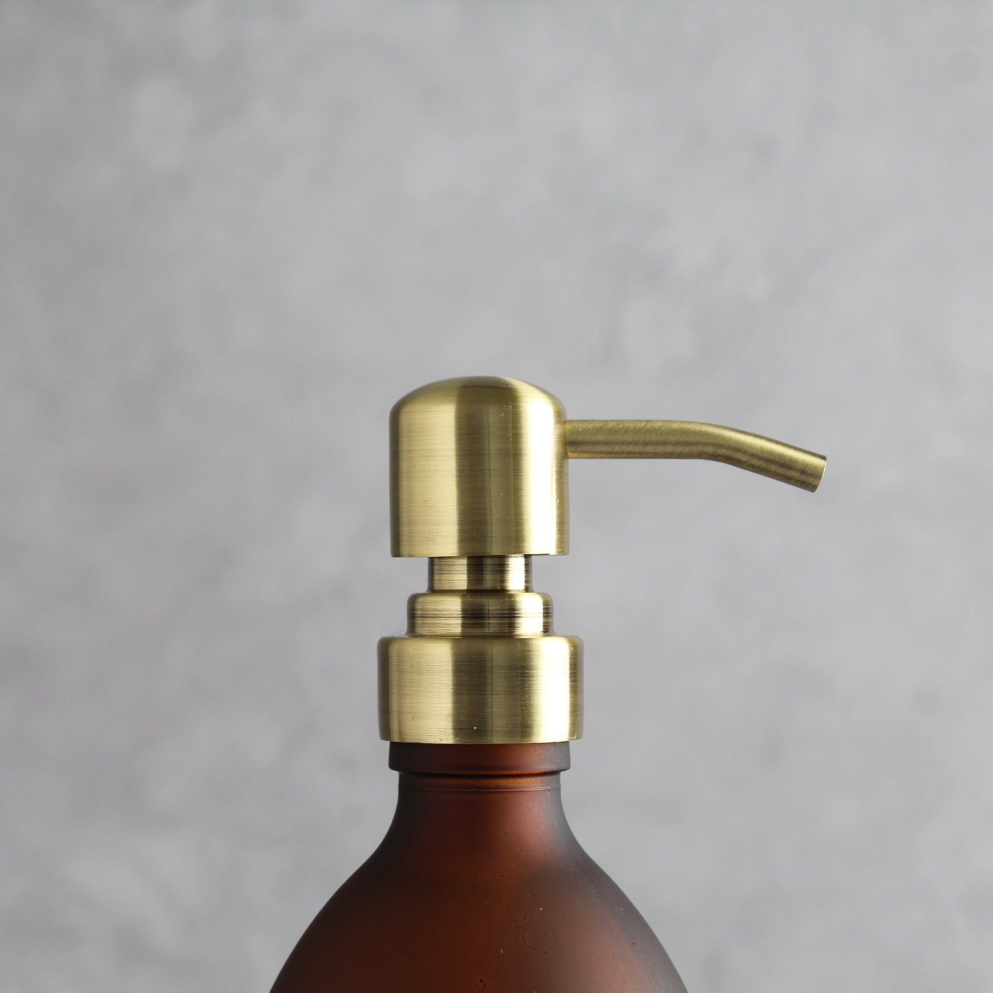Namie Frosted Amber Glass Soap Dispenser Double Set with Black Concrete Tray