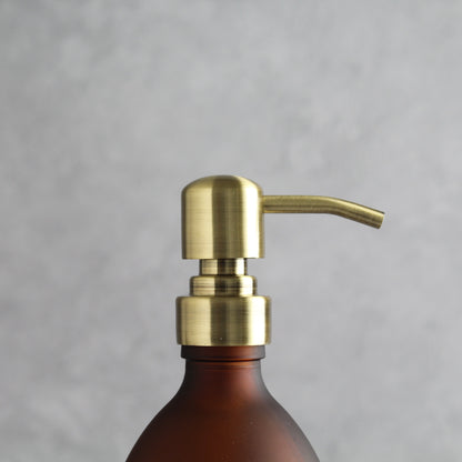 Namie Frosted Amber Glass Soap Dispenser Double Set with Black Concrete Tray