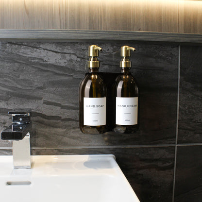 Namie Black Wall Bracket & Amber Glass Dispenser Set