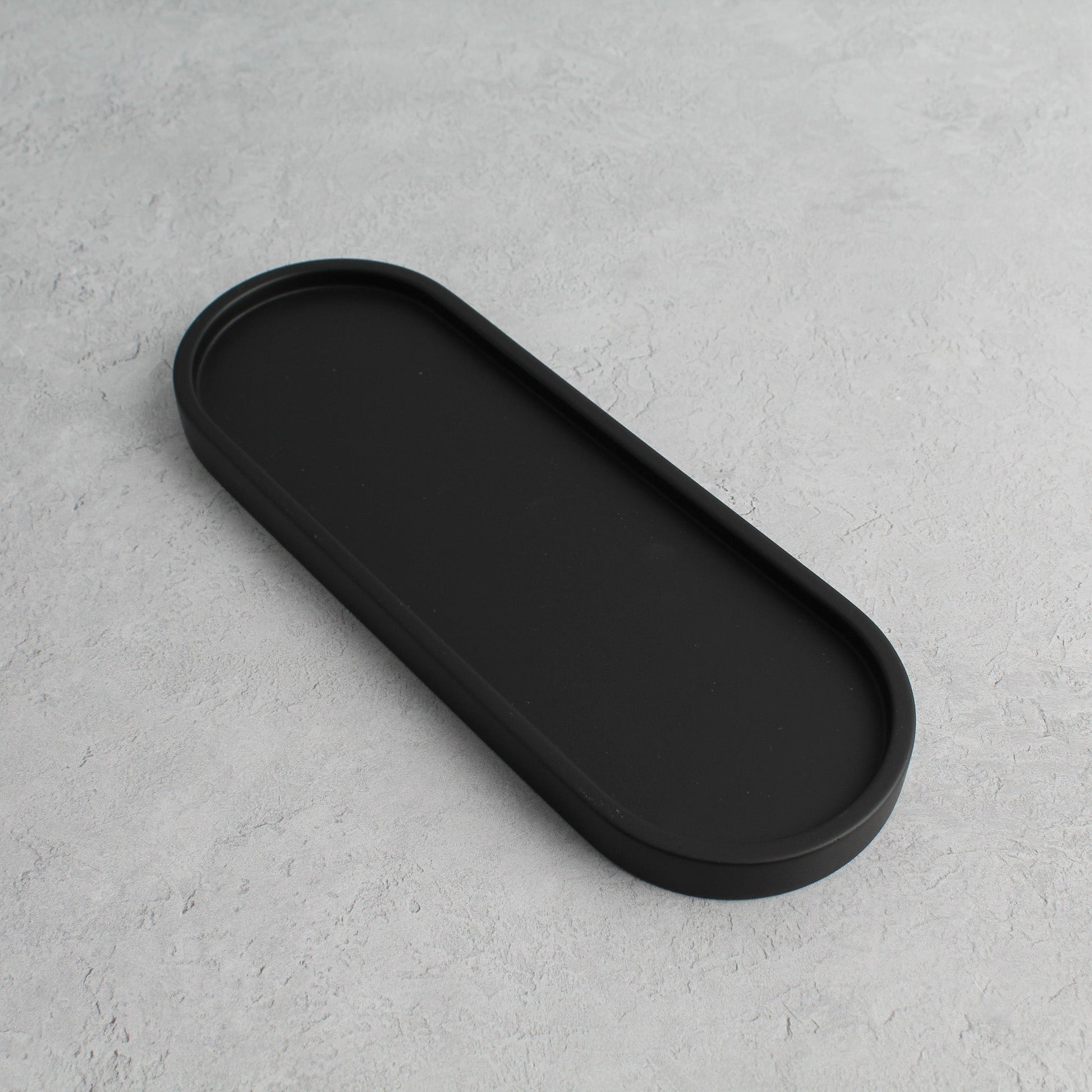 Namie Amber Glass Soap Dispenser Triple Set with Black Concrete Tray