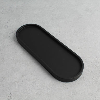 Namie Amber Glass Soap Dispenser Triple Set with Black Concrete Tray
