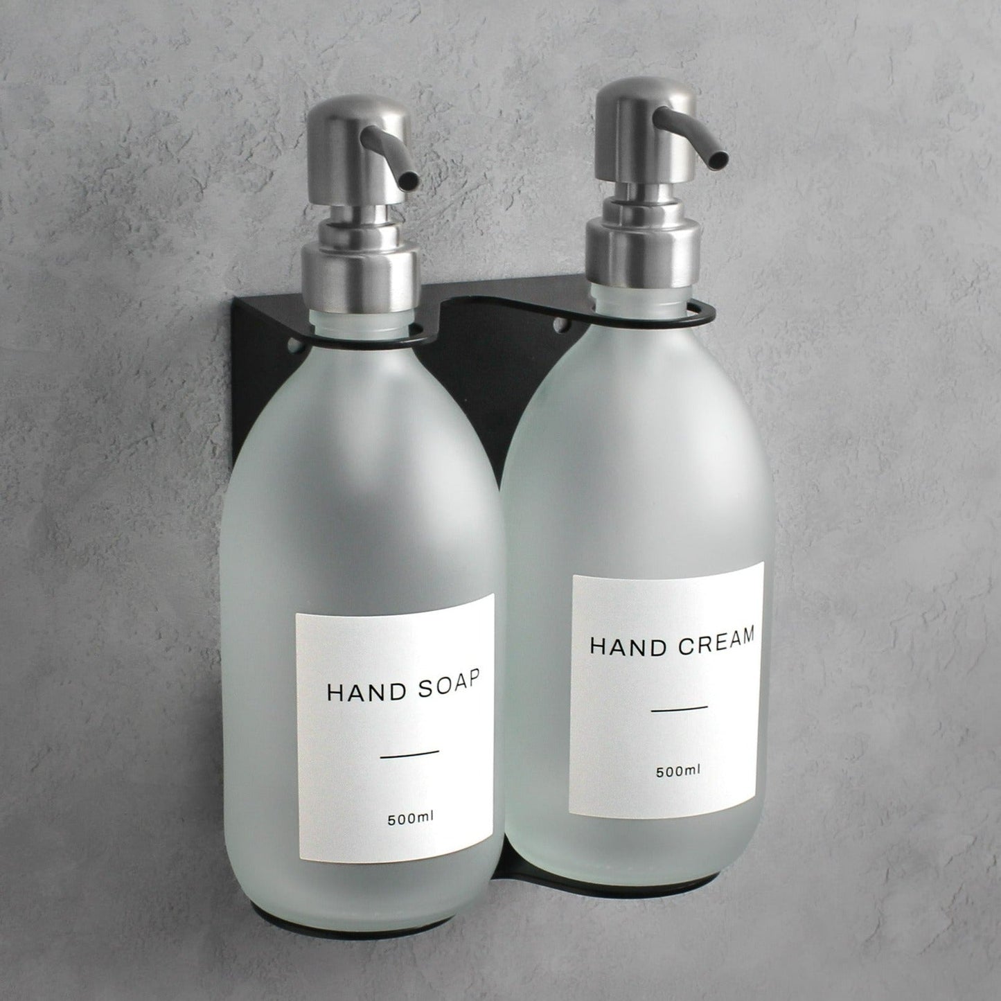 Namie Black Wall Bracket & Frosted White Glass Dispenser Set