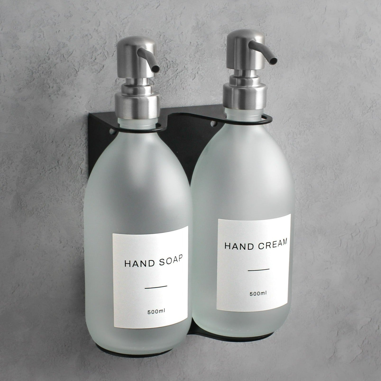 Namie Black Wall Bracket & Frosted White Glass Dispenser Set