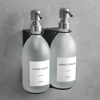 Namie Black Wall Bracket & Frosted White Glass Dispenser Set