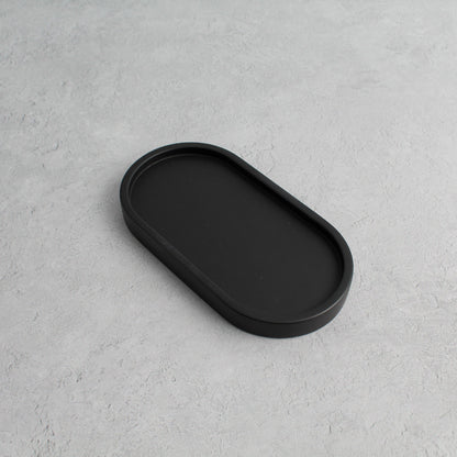 Namie Frosted Amber Glass Soap Dispenser Double Set with Black Concrete Tray