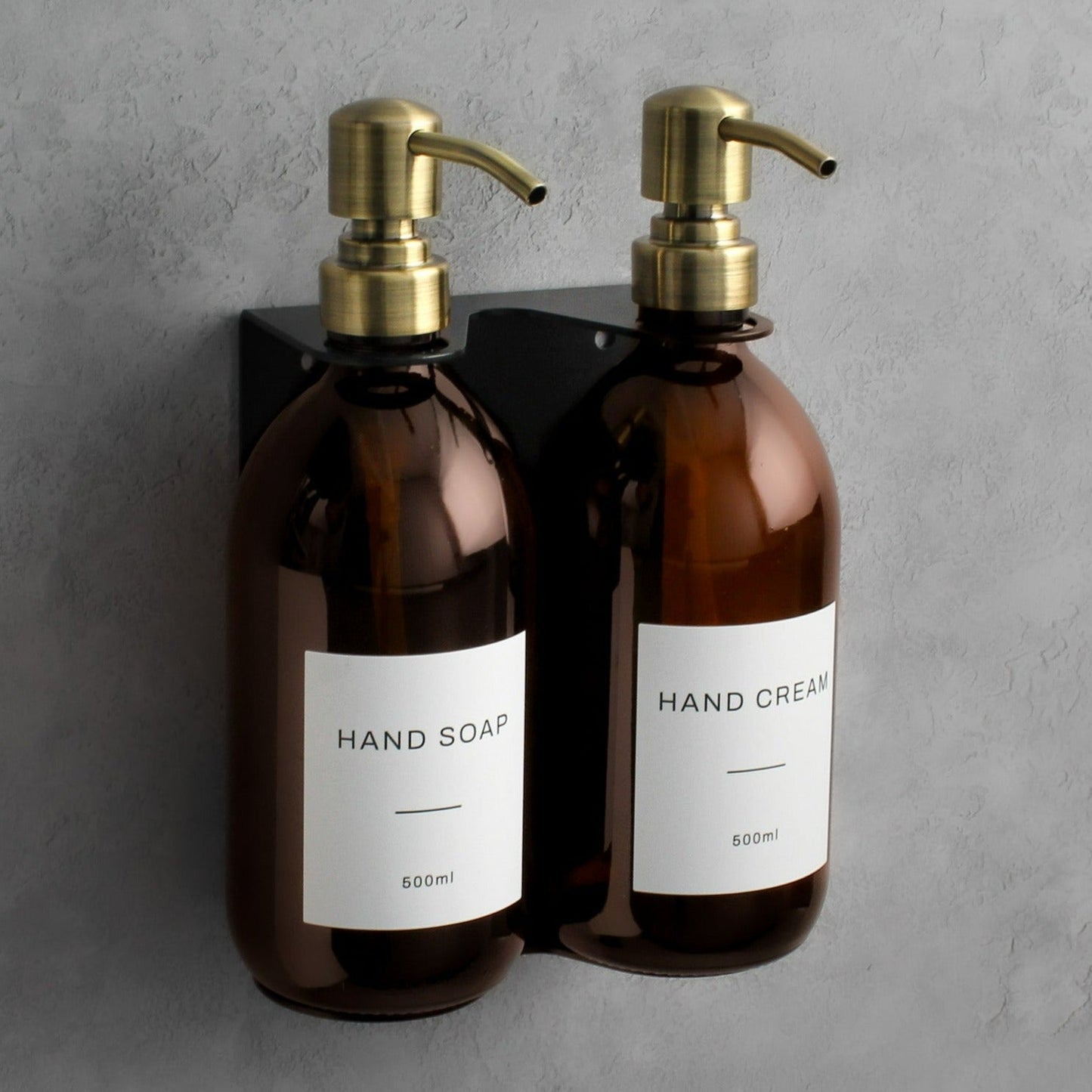 Namie Black Wall Bracket & Amber Glass Dispenser Set