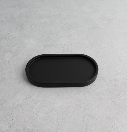 Frosted White Glass Soap Dispenser Set with Black Concrete Tray
