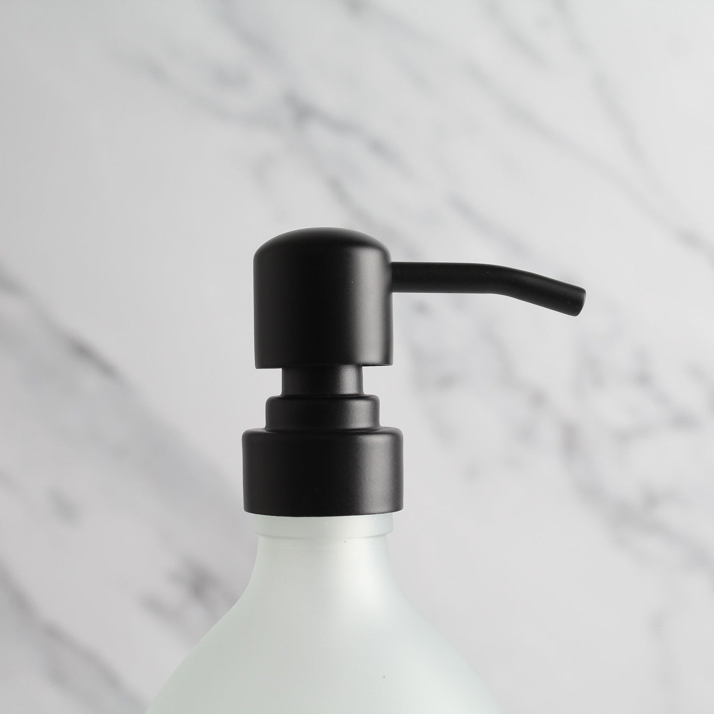 Frosted White Glass Soap Dispenser Set with Concrete Tray