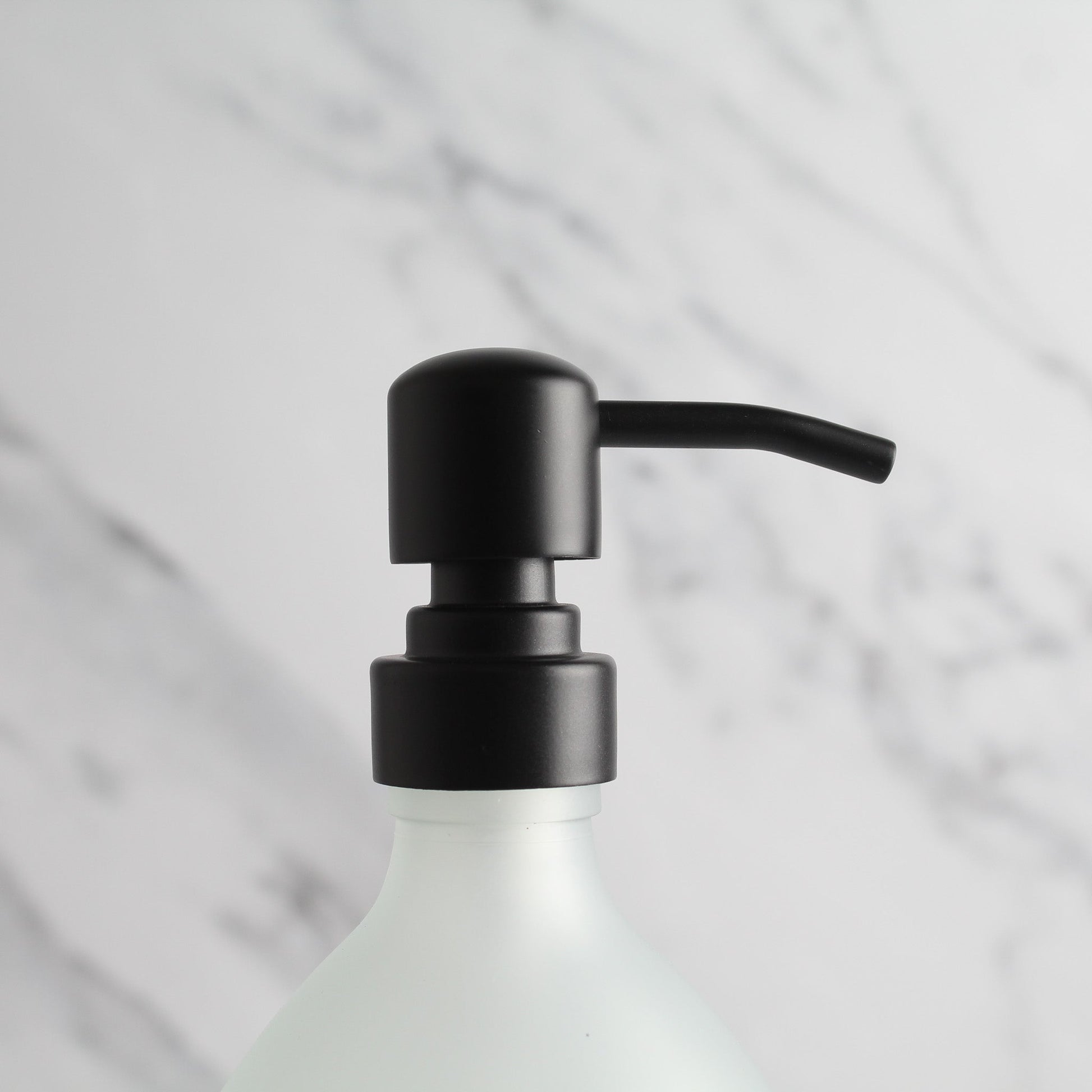 Frosted White Glass Soap Dispenser Set with Concrete Tray