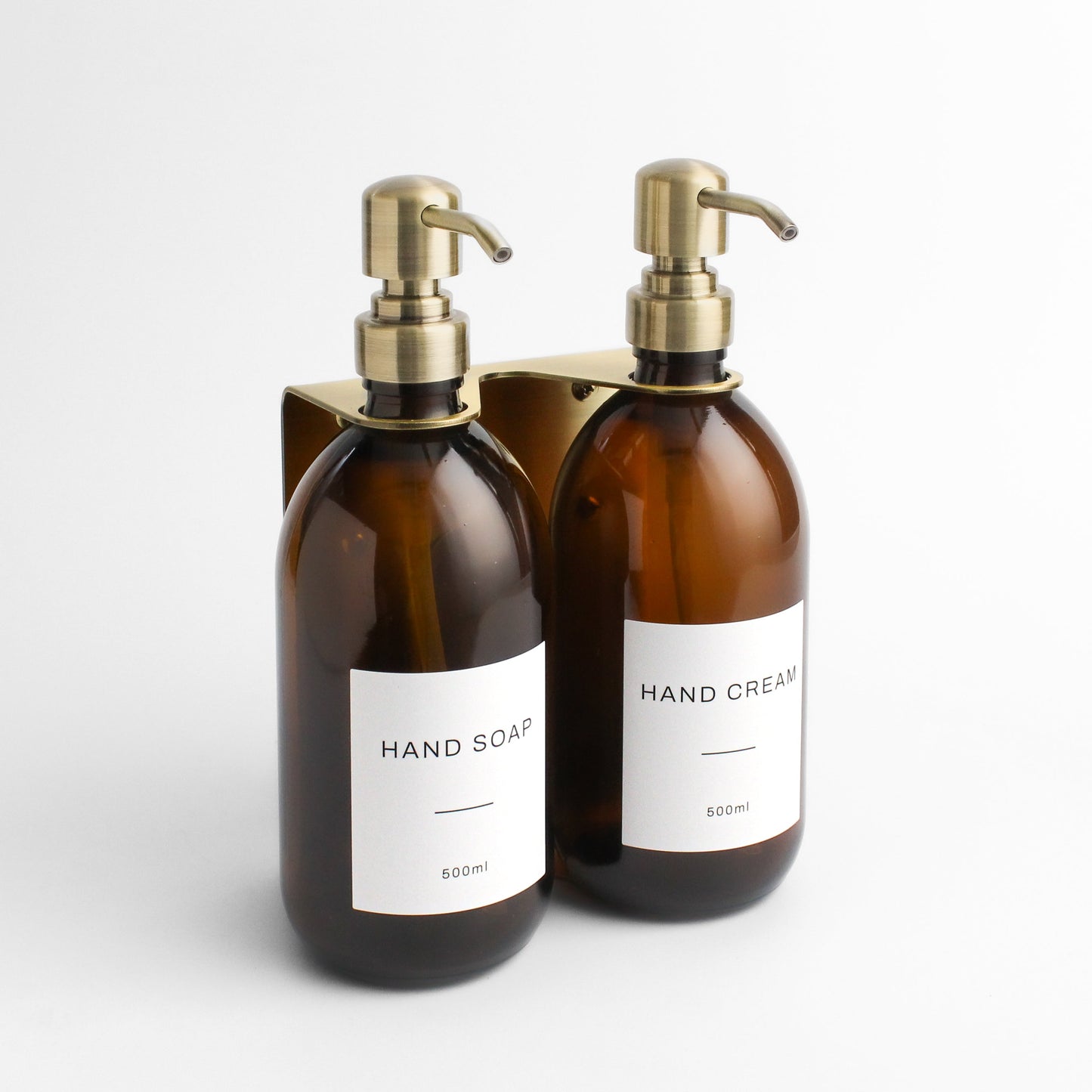Namie Gold Wall Bracket & Amber Glass Dispenser Set