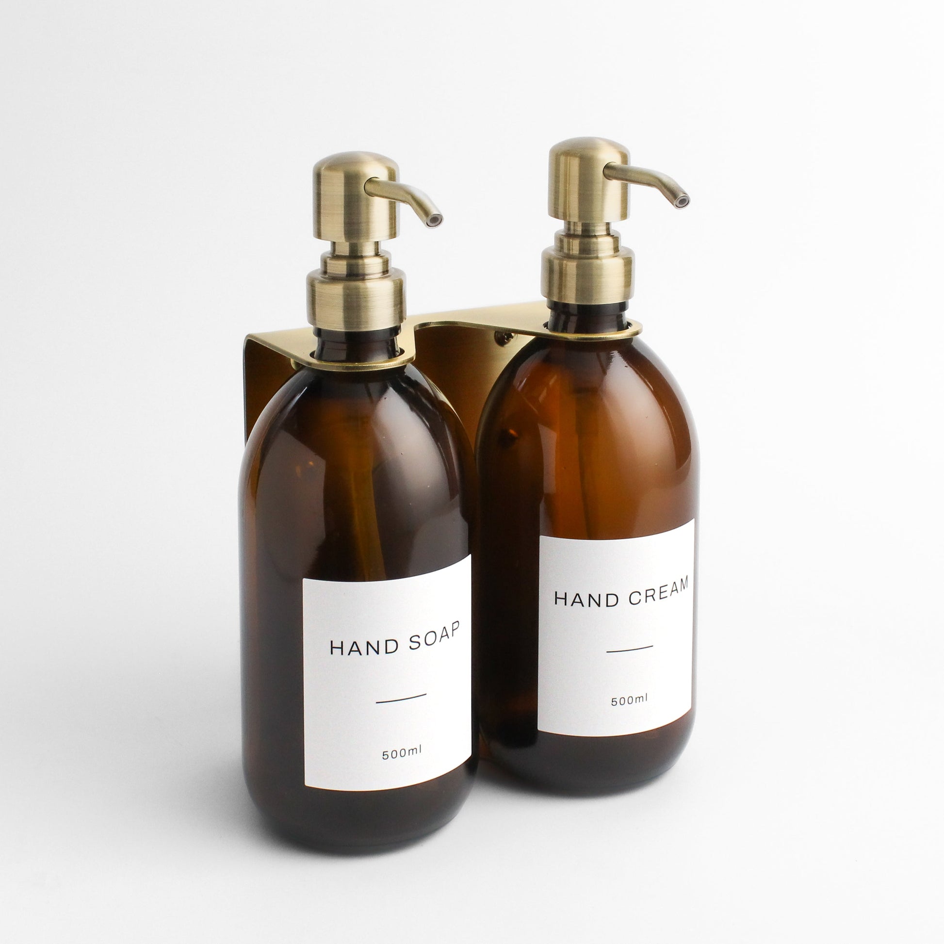 Namie Gold Wall Bracket & Amber Glass Dispenser Set