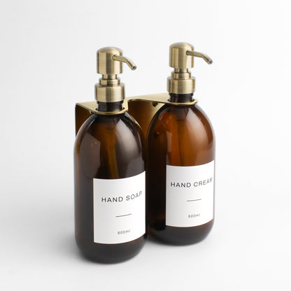 Namie Gold Wall Bracket & Amber Glass Dispenser Set