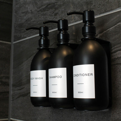 Namie Black Wall Bracket & Matte Black Dispenser Set
