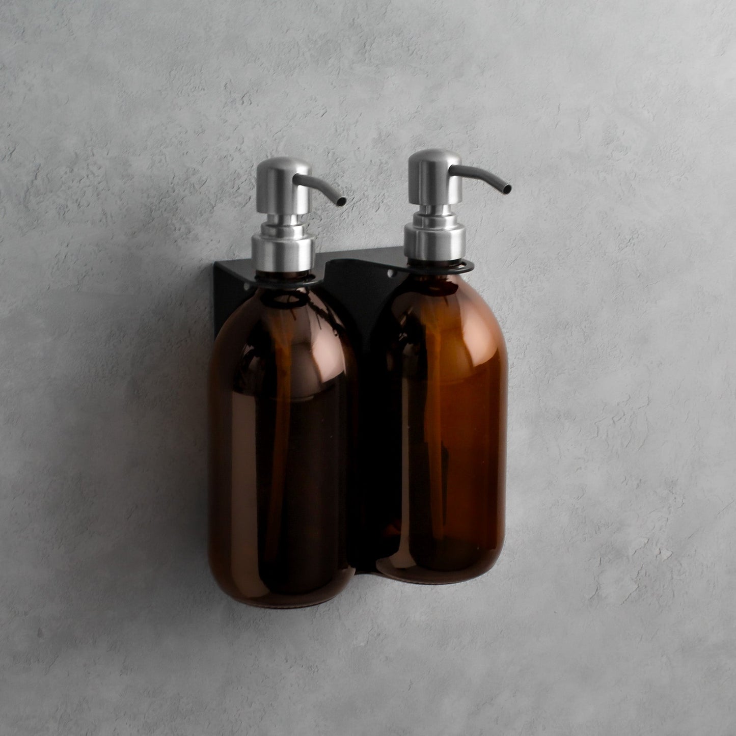 Namie Black Wall Bracket & Amber Glass Dispenser Set