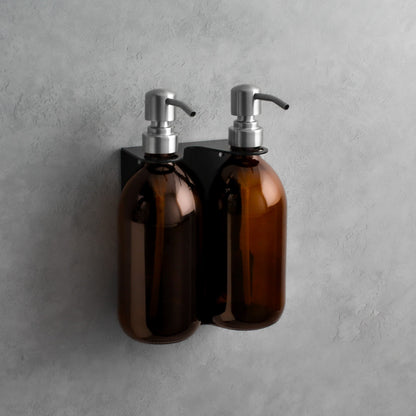 Namie Black Wall Bracket & Amber Glass Dispenser Set