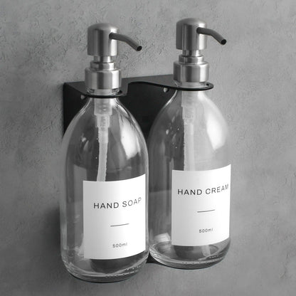 Namie Black Wall Bracket & Clear Glass Dispenser Set