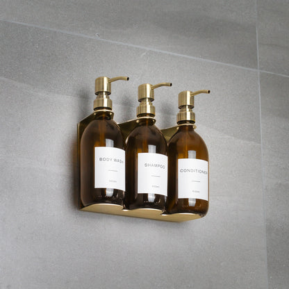 Namie Gold Wall Bracket & Amber Glass Dispenser Set