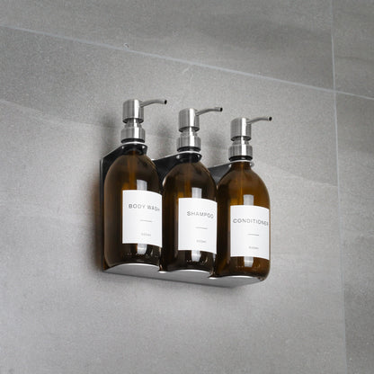 Namie Silver Wall Bracket & Amber Glass Dispenser Set