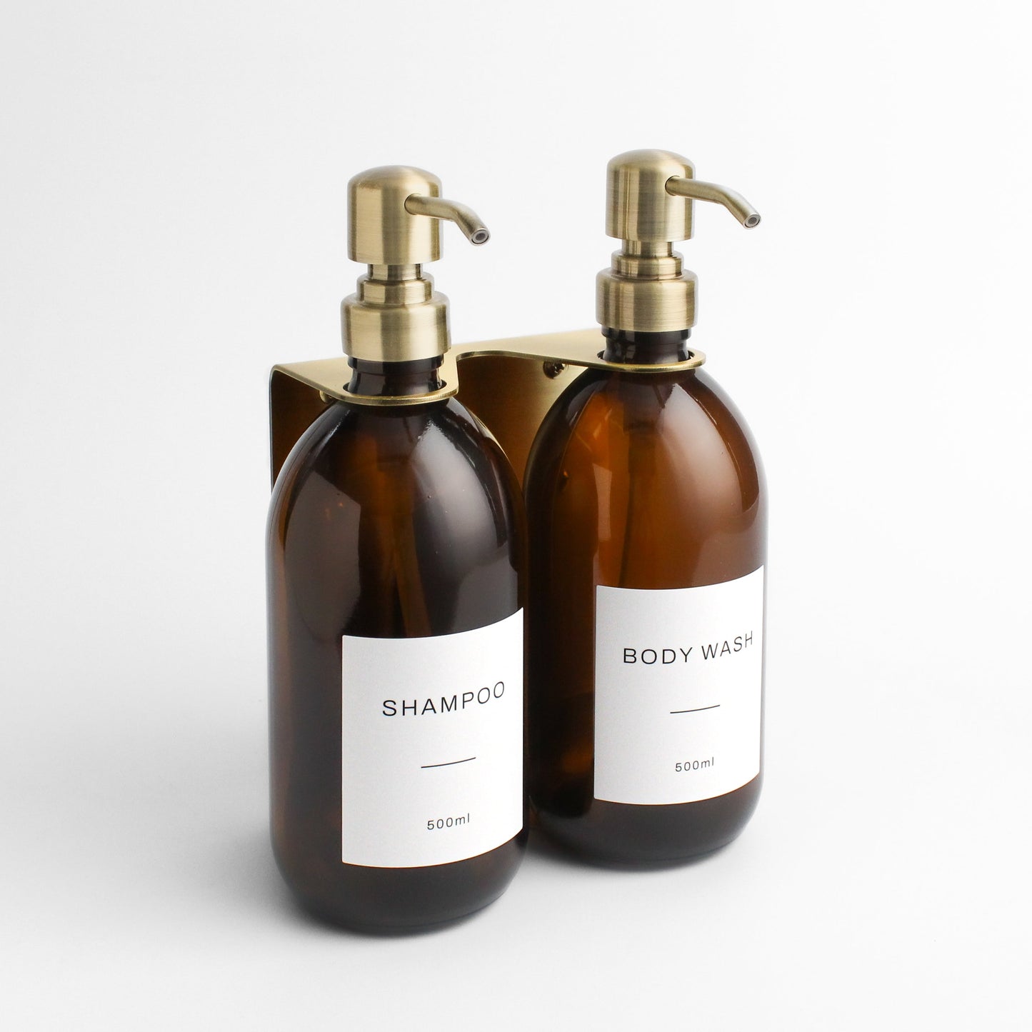 Namie Gold Wall Bracket & Amber Glass Dispenser Set