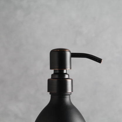 Namie Black Concrete Tray & Matte Black Glass Dispenser Double Set