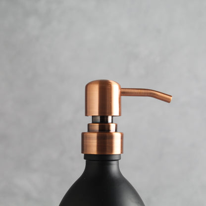 Namie Matte Black Glass Soap Dispenser Double Set with White Concrete Tray