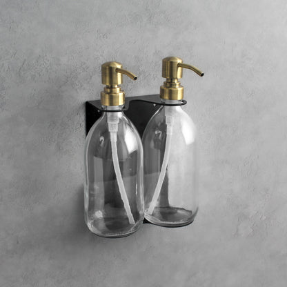 Namie Black Wall Bracket & Clear Glass Dispenser Set