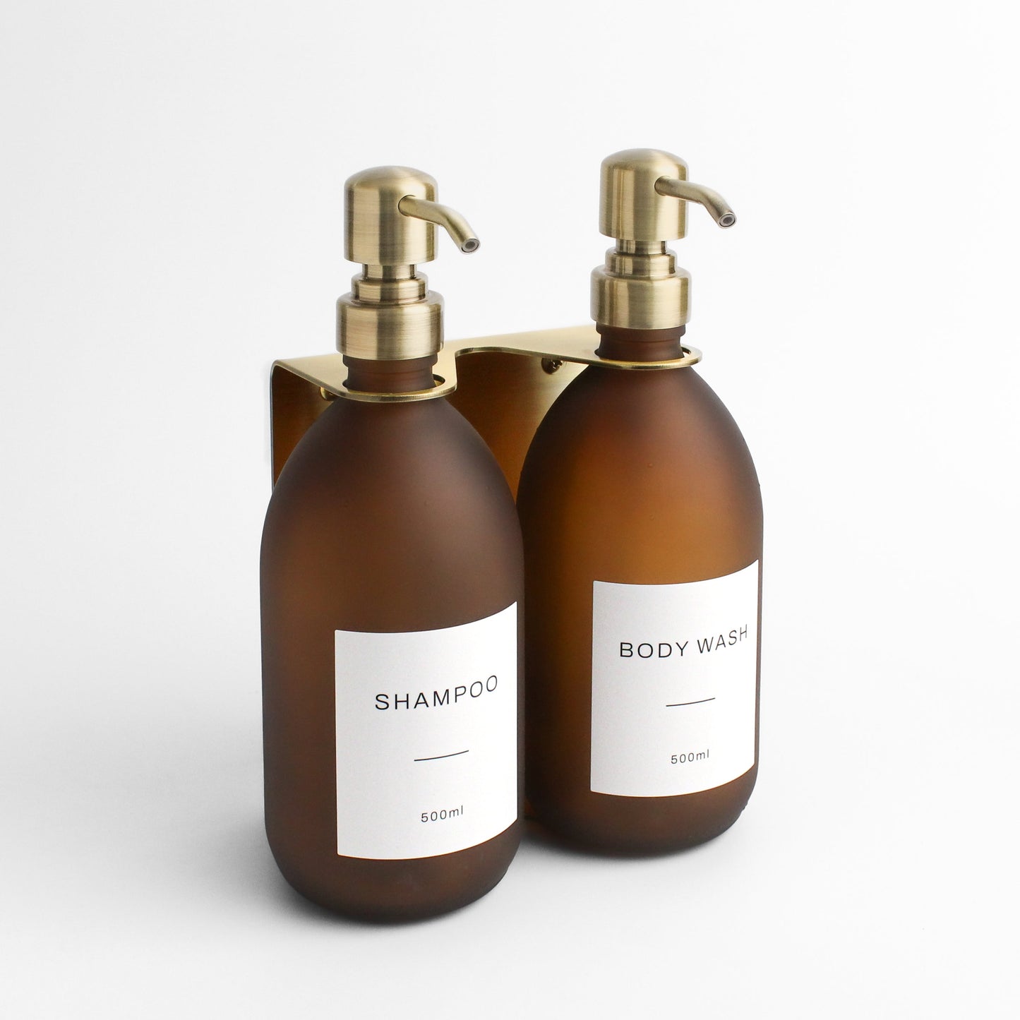 Namie Gold Wall Bracket & Frosted Amber Glass Dispenser Set