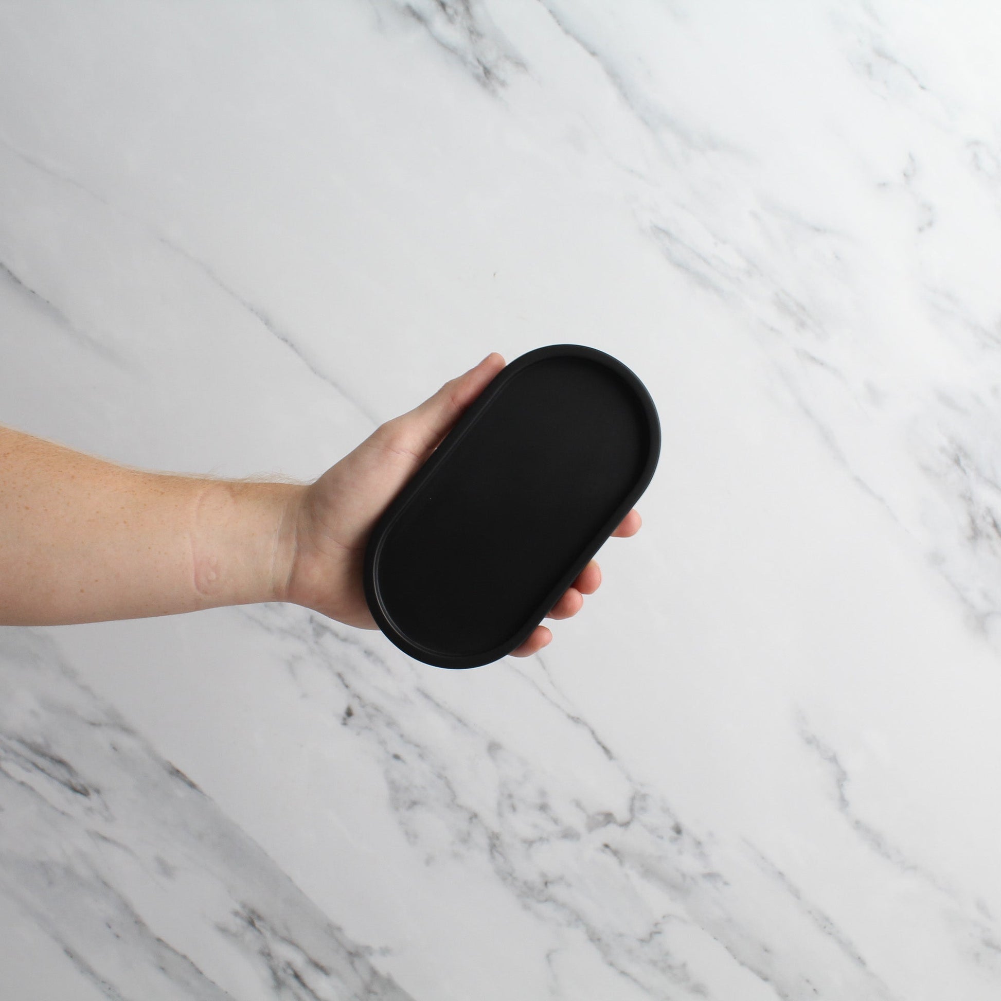 Namie Frosted Amber Glass Soap Dispenser Double Set with Black Concrete Tray