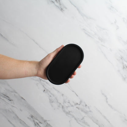 Namie Frosted Amber Glass Soap Dispenser Double Set with Black Concrete Tray