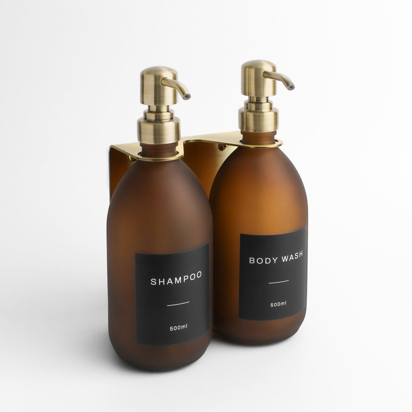 Namie Gold Wall Bracket & Frosted Amber Glass Dispenser Set