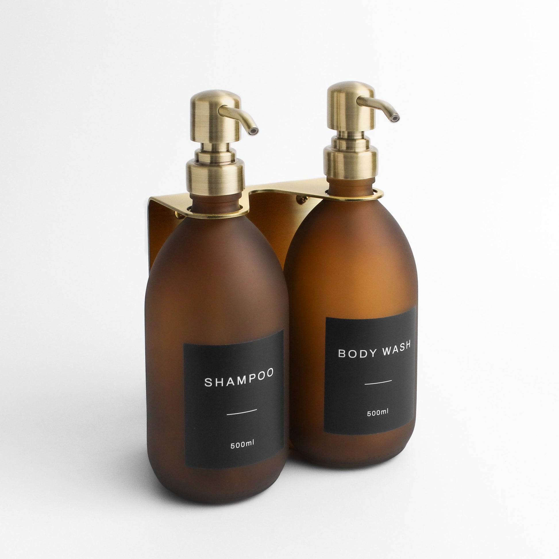 Namie Gold Wall Bracket & Frosted Amber Glass Dispenser Set