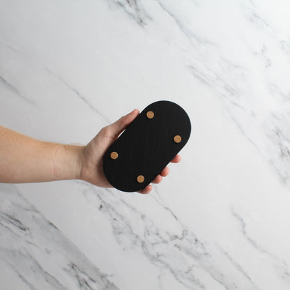 Namie Frosted Amber Glass Soap Dispenser Double Set with Black Concrete Tray