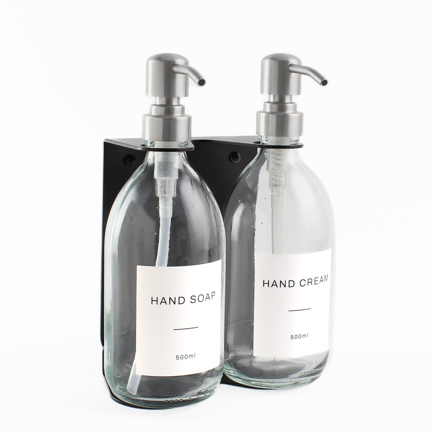 Namie Black Wall Bracket & Clear Glass Dispenser Set