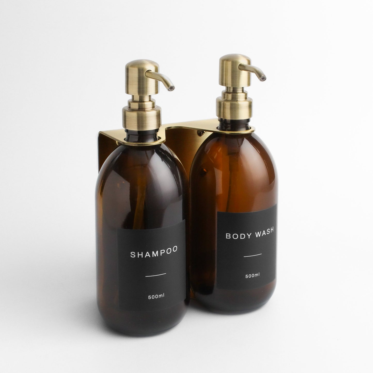 Namie Gold Wall Bracket & Amber Glass Dispenser Set