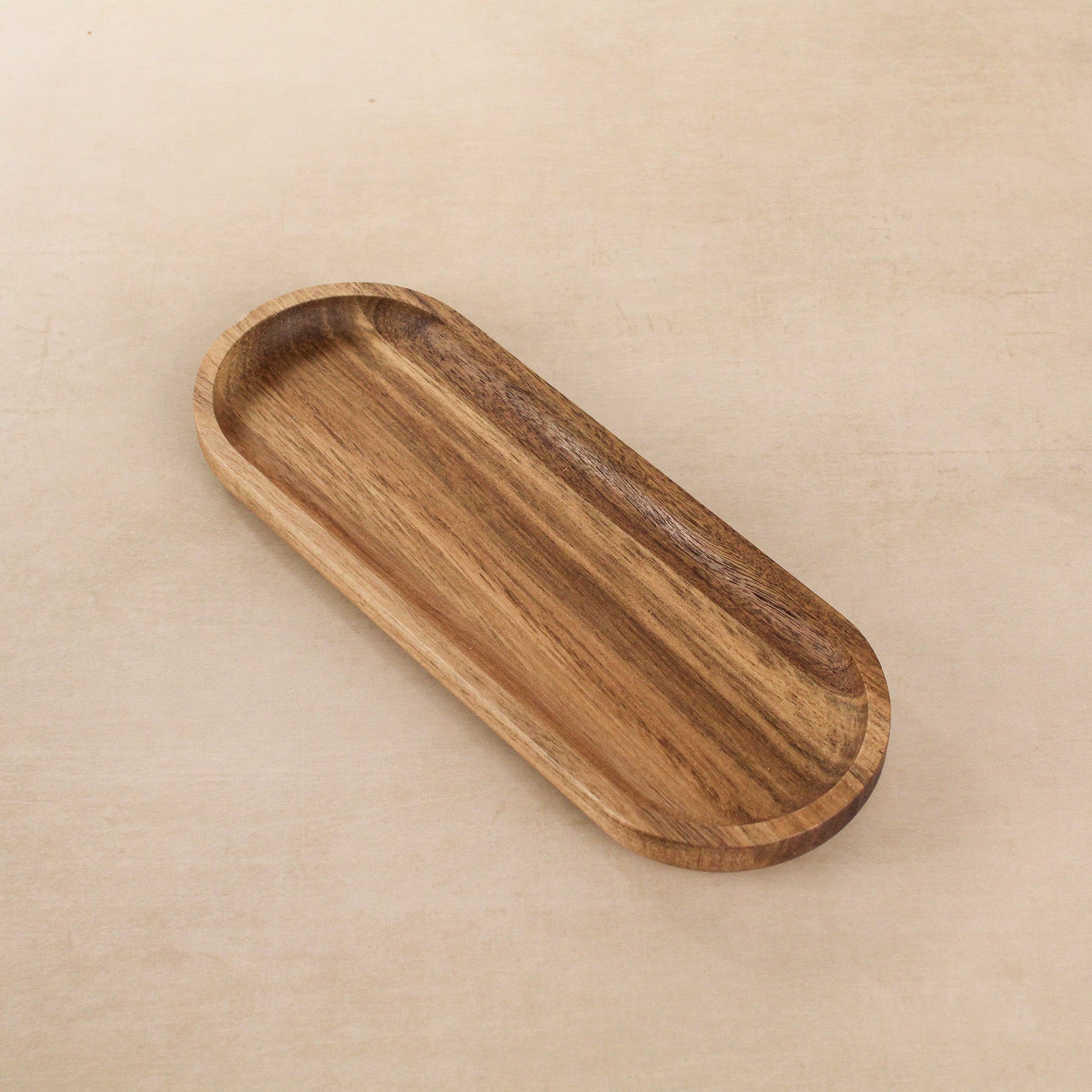 Namie Frosted Amber Glass Soap Dispenser Triple Set with Acacia Wood Tray