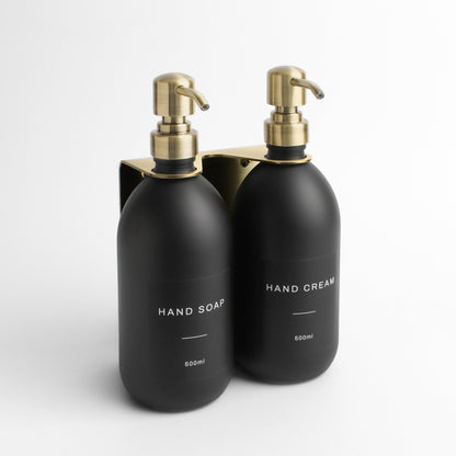 Namie Gold Wall Bracket & Matte Black Dispenser Set