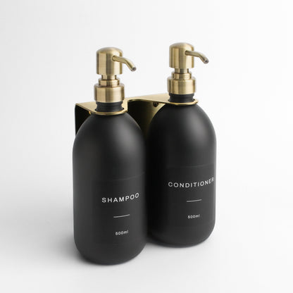Namie Gold Wall Bracket & Matte Black Dispenser Set