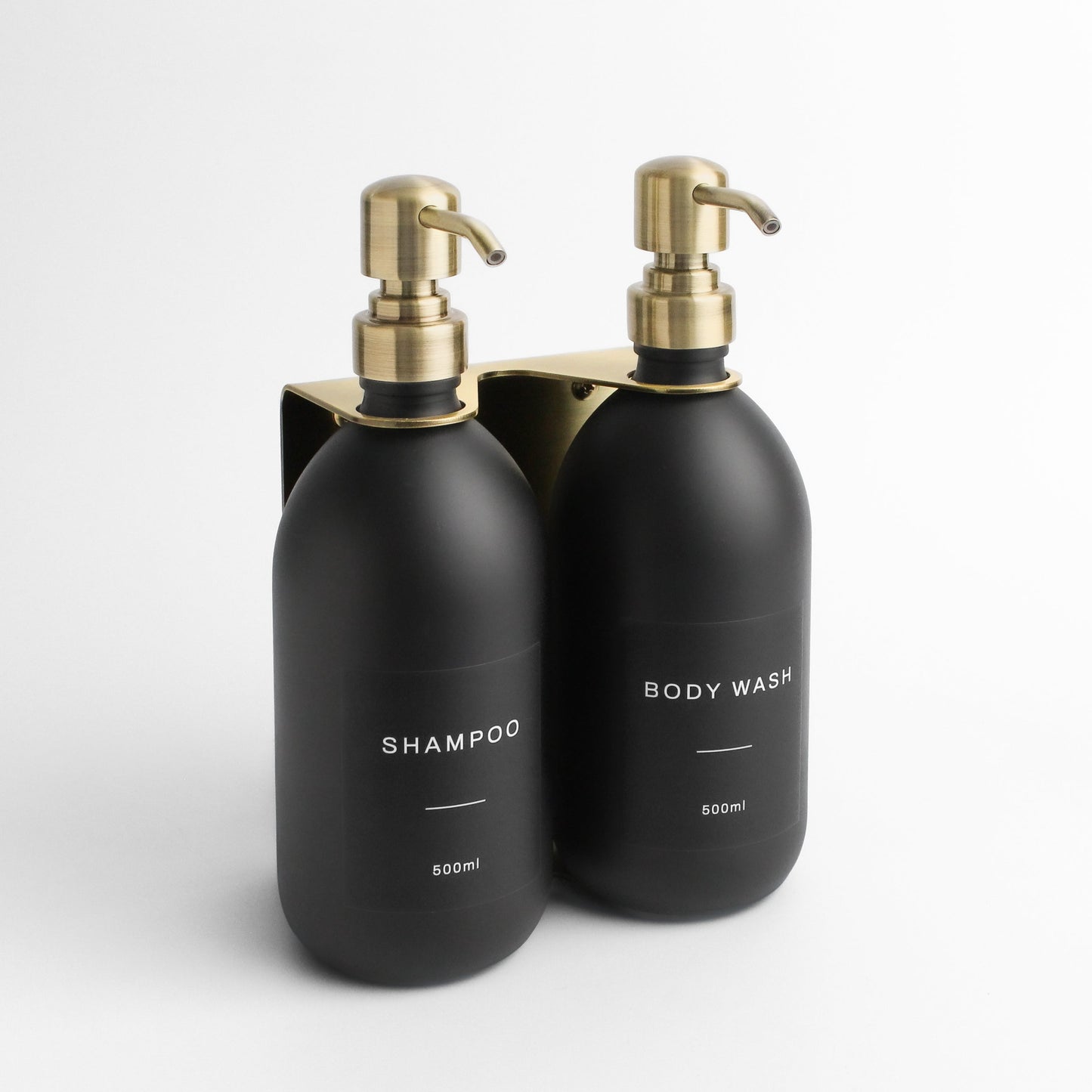 Namie Gold Wall Bracket & Matte Black Dispenser Set