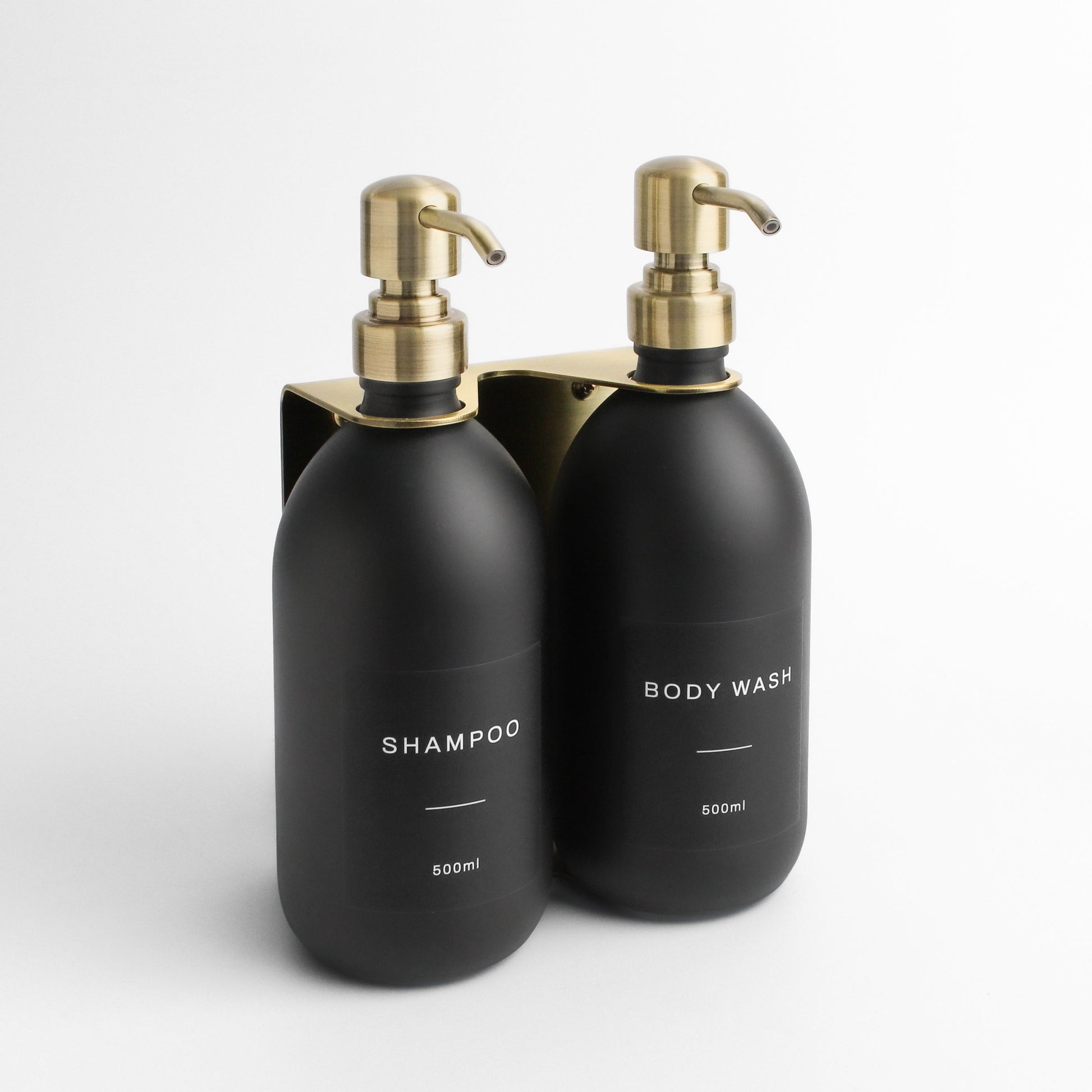 Namie Gold Wall Bracket & Matte Black Dispenser Set