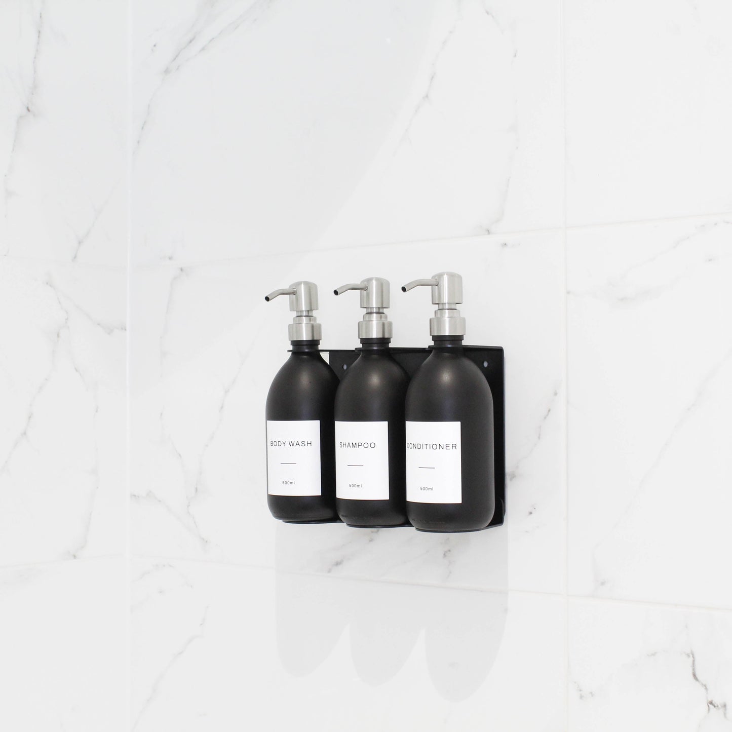 Namie Black Wall Bracket & Matte Black Dispenser Set