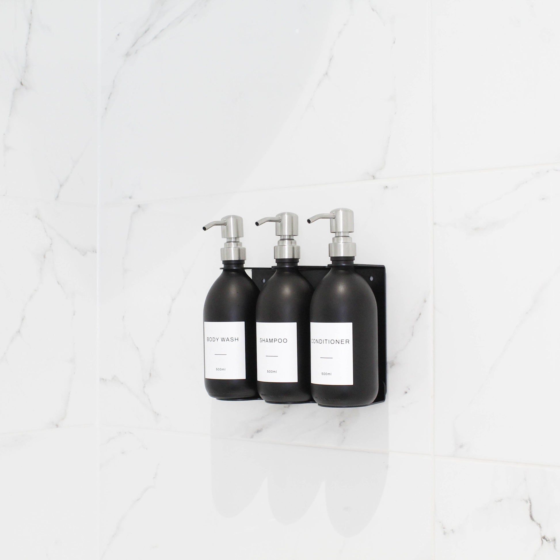 Namie Black Wall Bracket & Matte Black Dispenser Set