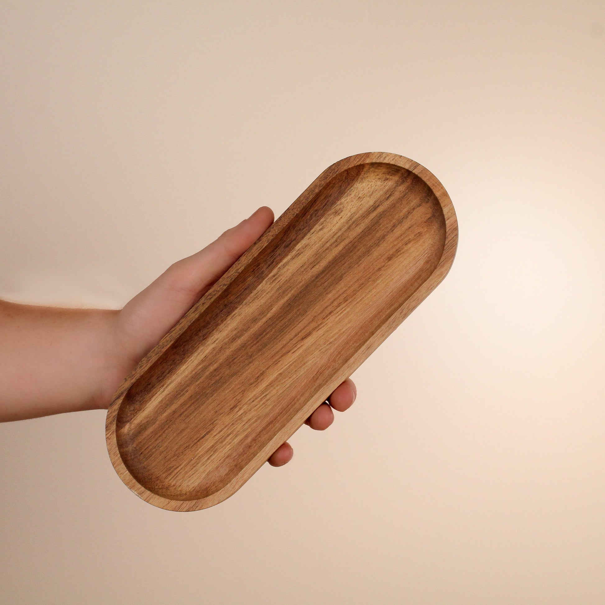 Namie Amber Glass Soap Dispenser Triple Set with Acacia Wood Tray