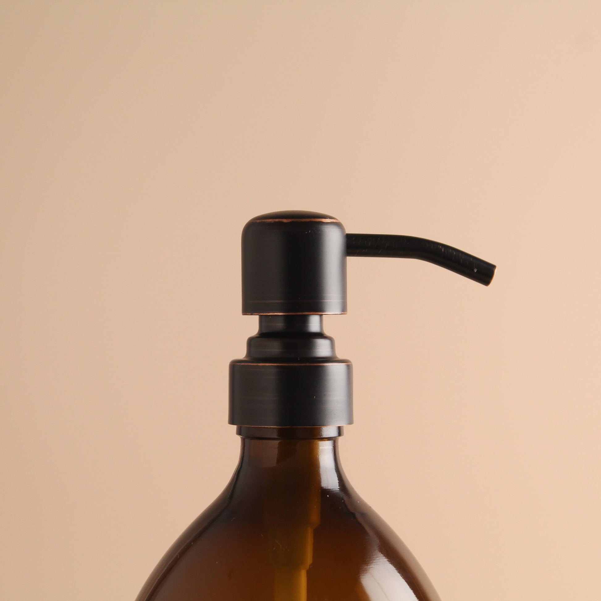 Namie Amber Glass Soap Dispenser Triple Set with Black Concrete Tray