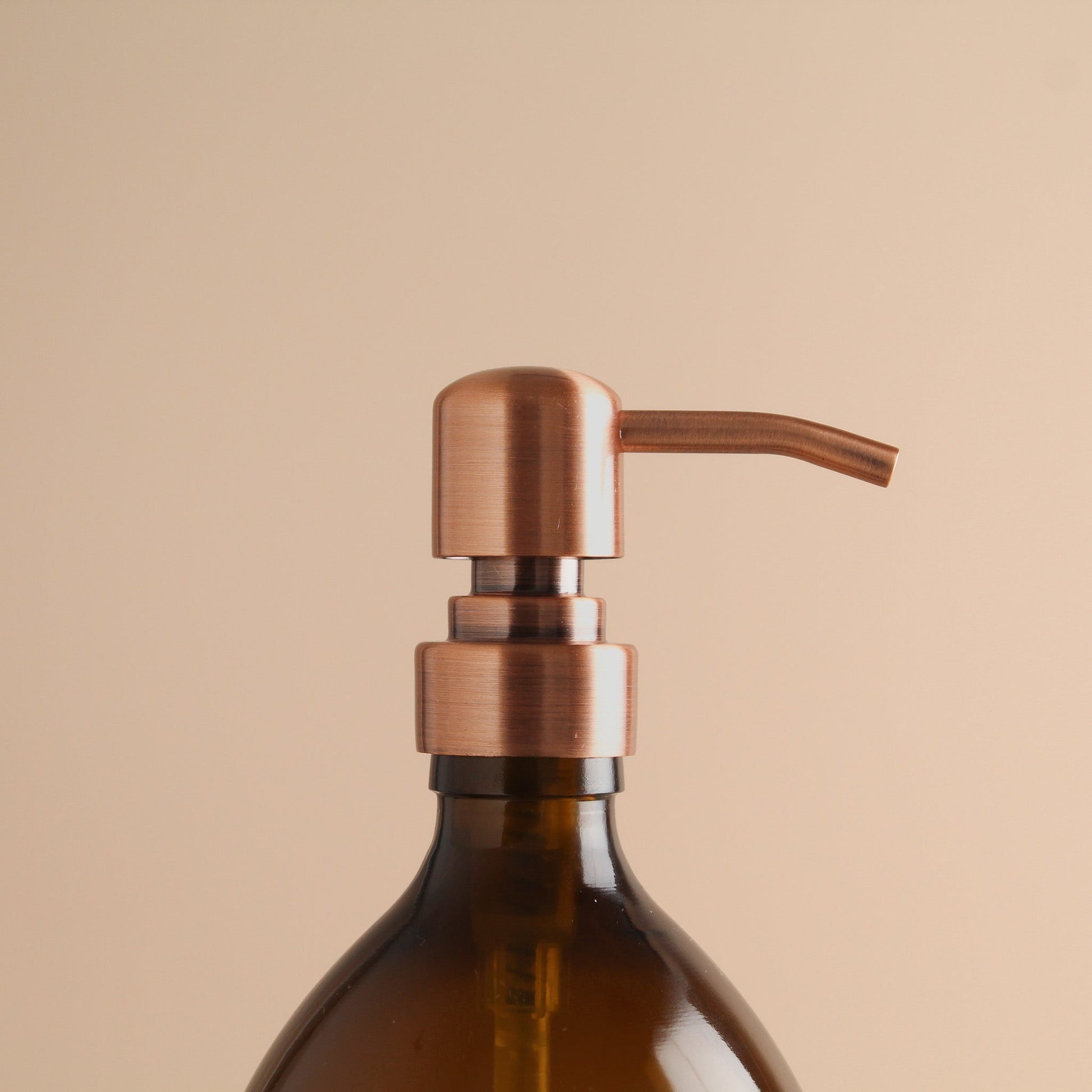 Namie Amber Glass Soap Dispenser Triple Set with White Concrete Tray