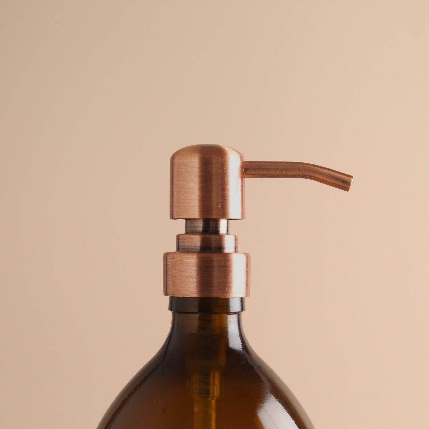 Namie Amber Glass Soap Dispenser Triple Set with Black Concrete Tray