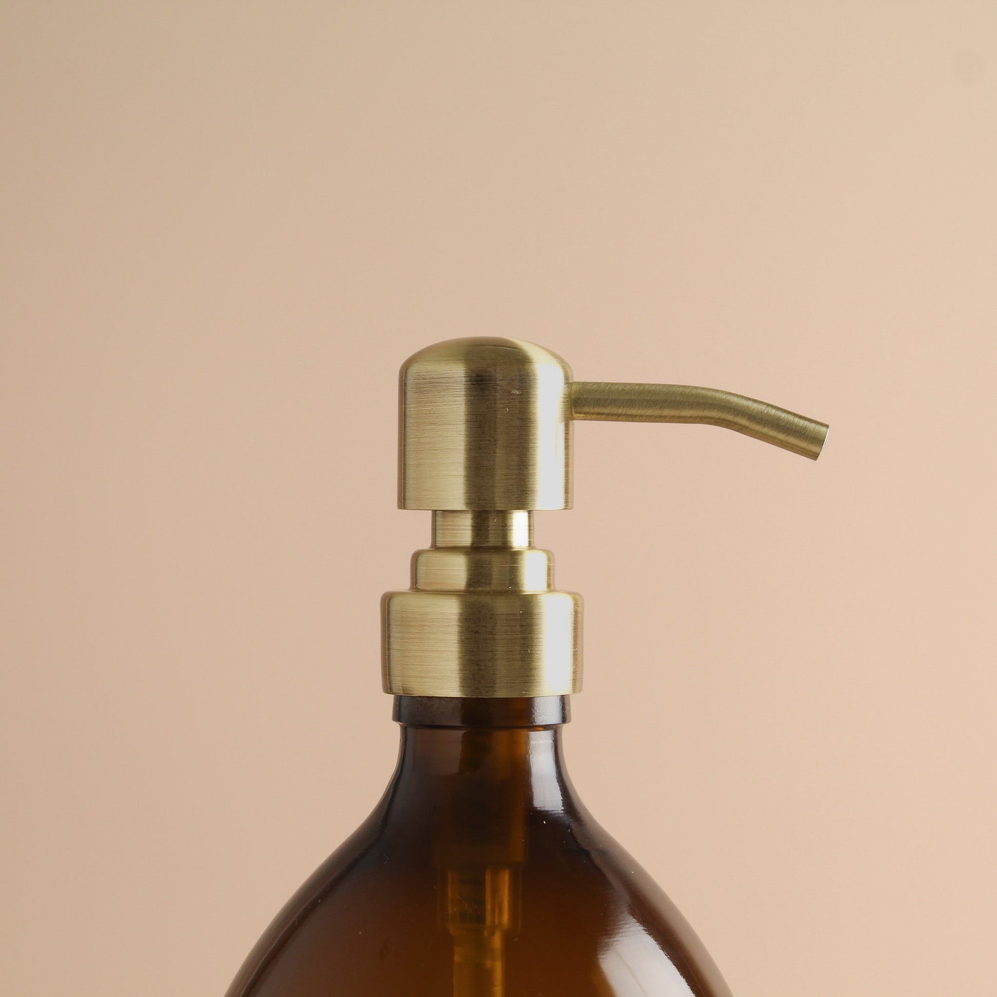 Namie Amber Glass Soap Dispenser Triple Set with White Concrete Tray