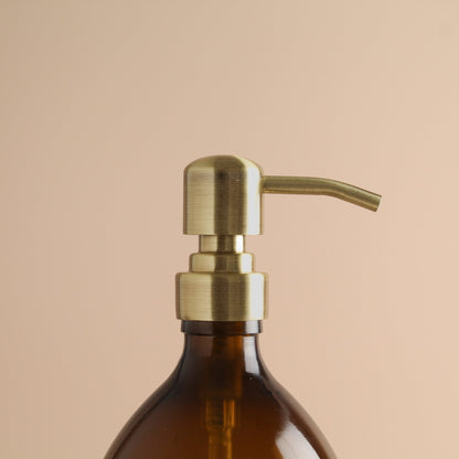 Namie Amber Glass Soap Dispenser Triple Set with Black Concrete Tray